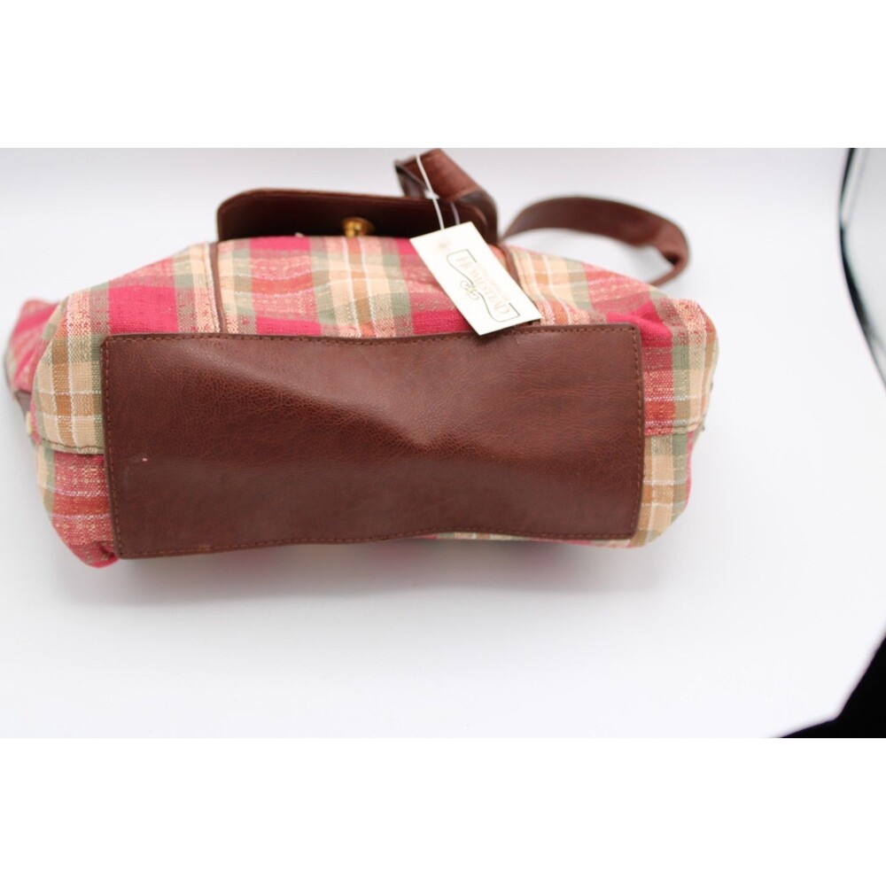 Homestead Longaberger Small Tote  Bag Plaid  Red Tan & Green Front Flap NOS - Picture 7 of 8